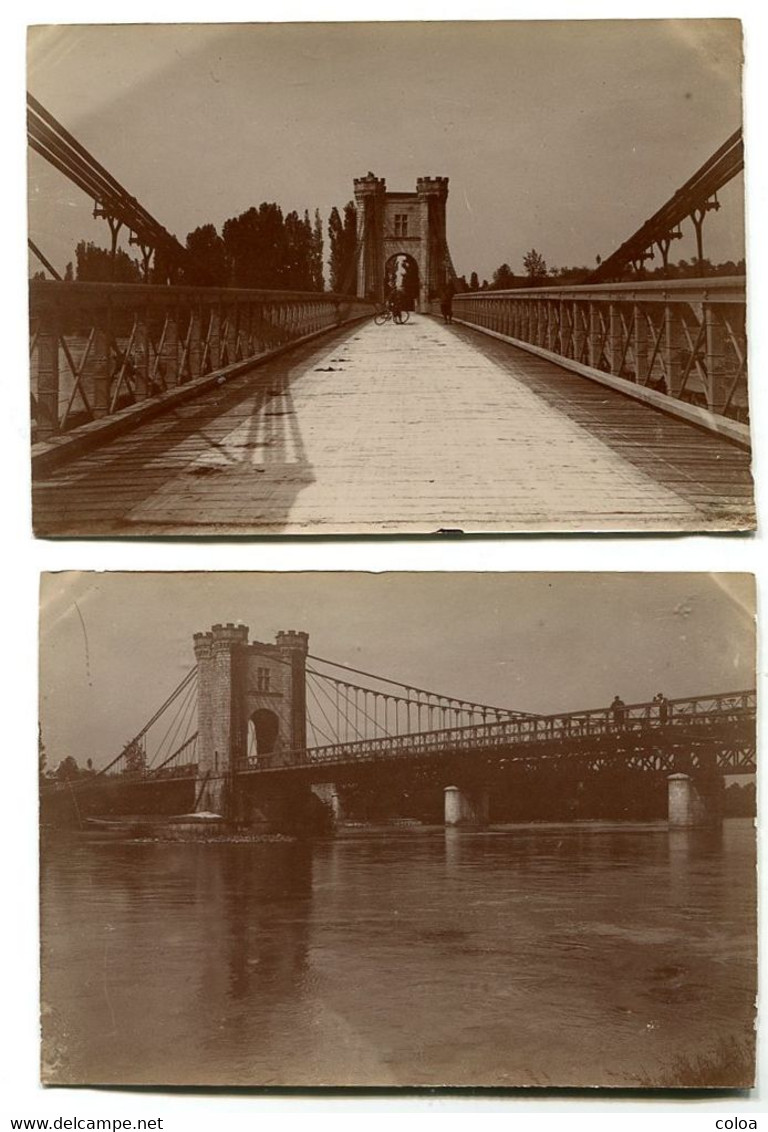 Deux Photographies Privées Pont Suspendu ROQUEMAURE Vers 1900 - Plaatsen