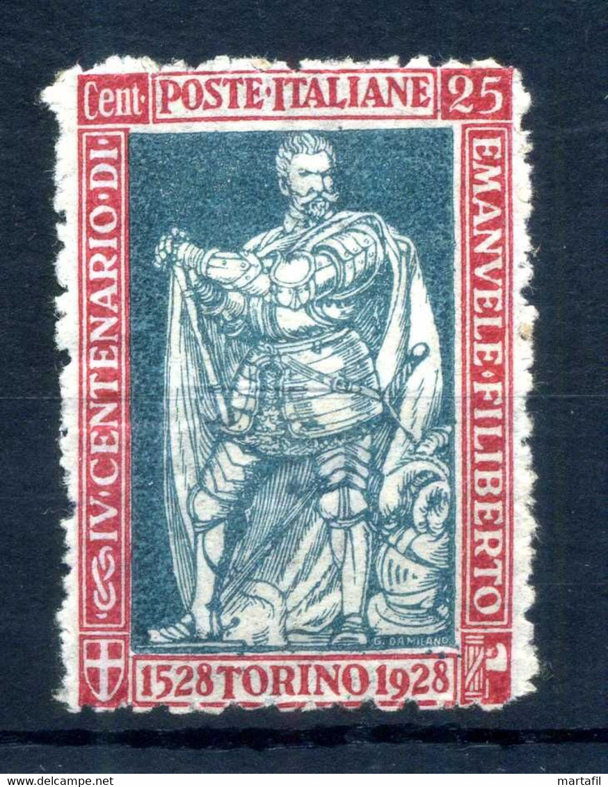 1928 REGNO * 25 Centesimi 4° Cent. Della Nascita Di Emanuele Filiberto Dentellatura ? - Mint/hinged