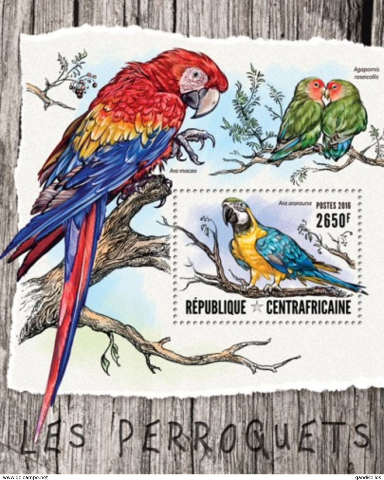 CENTRAFRICAINE 2016 SHEET PARROTS PERROQUETS LOROS BIRDS AVES PAPPAGALLI PAPAGEIEN PAPAGAIOS PASSAROS OISEAUX Ca16412b - Centrafricaine (République)