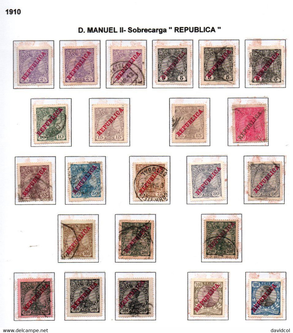 PORT126- PORTUGAL -1910 - SC#: 170-183 - MNG/USED- SHADES. SCV(2005): USD$ 63.00 ++ - Oblitérés