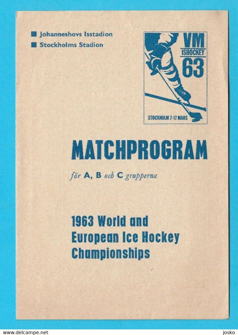 1963 ICE HOCKEY WORLD CHAMPIONSHIP Matchprogram + Guide * Programme Hockey Sur Glace Eishockey Programm Programma - Libri