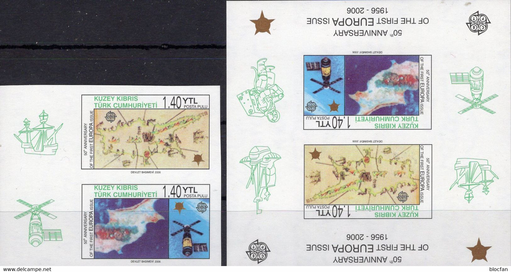 Map EUROPA 2006 Türkei-Cyprus 630/1+Block 24B ** 14€ Philatelic Bloque Se-tenant Hoja 50 Years CEPT Sheet Bf ZYPRUS - Autres & Non Classés