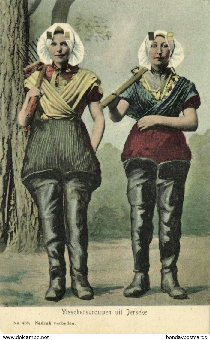 Nederland, YERSEKE, Visschersvrouwen, Klederdracht (1900s) Ansichtkaart - Yerseke