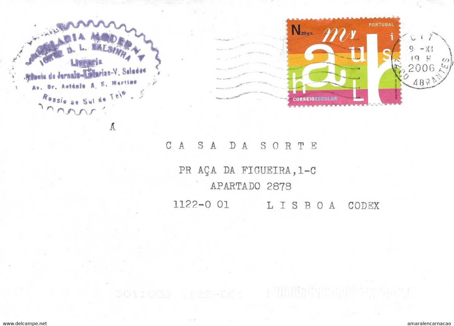 TIMBRES - STAMPS - BRIEFMARKEN - FRANCOBOLLI - SELLOS - LETTRE AVEC CODE À BARRE - PORTUGAL - 2006 - COURRIER SCOLAIRE - Lettres & Documents