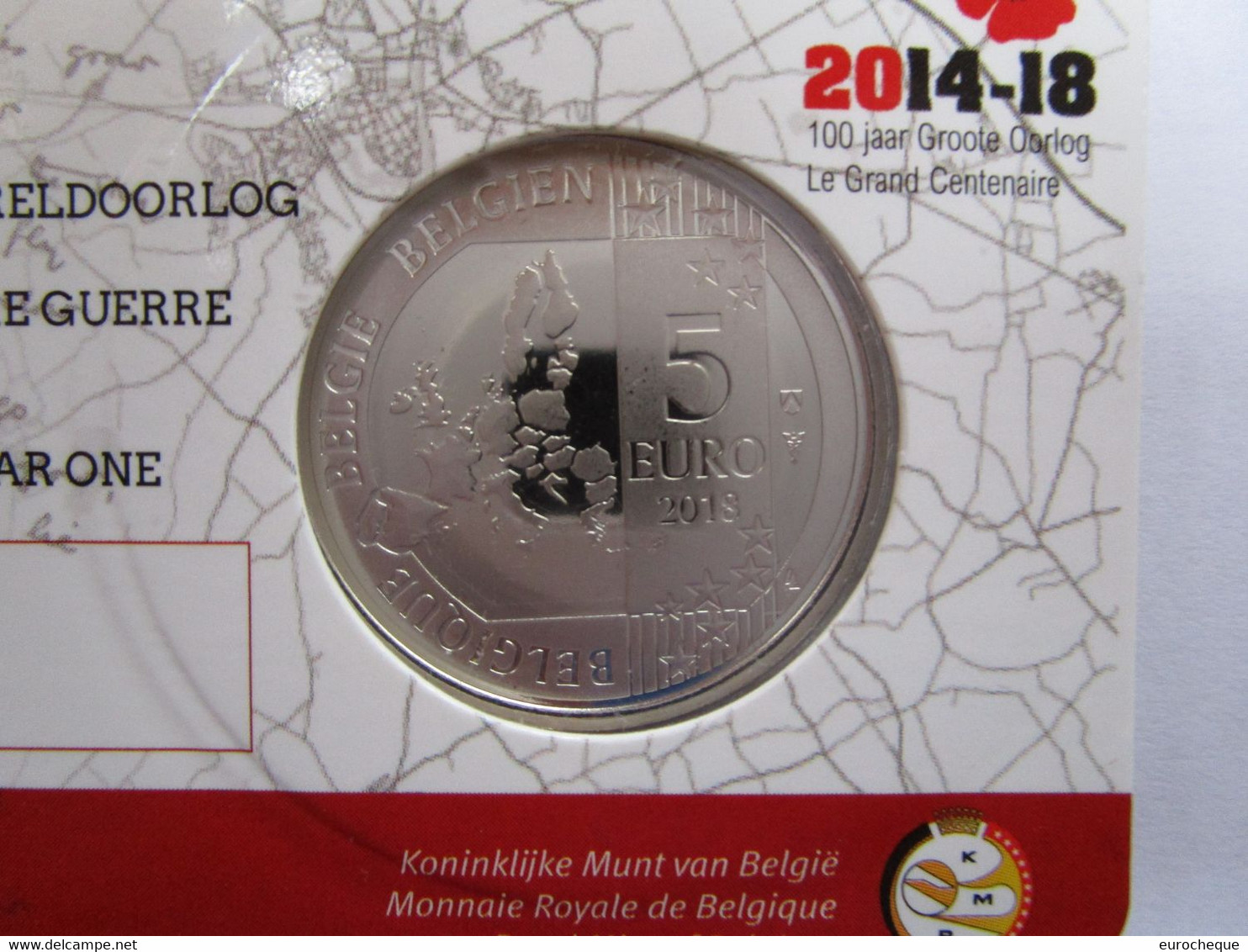 Coincard 5 Euros 2018 Belgique Belgium ARMISTICE - WAPENSTILSTAND - Belgien