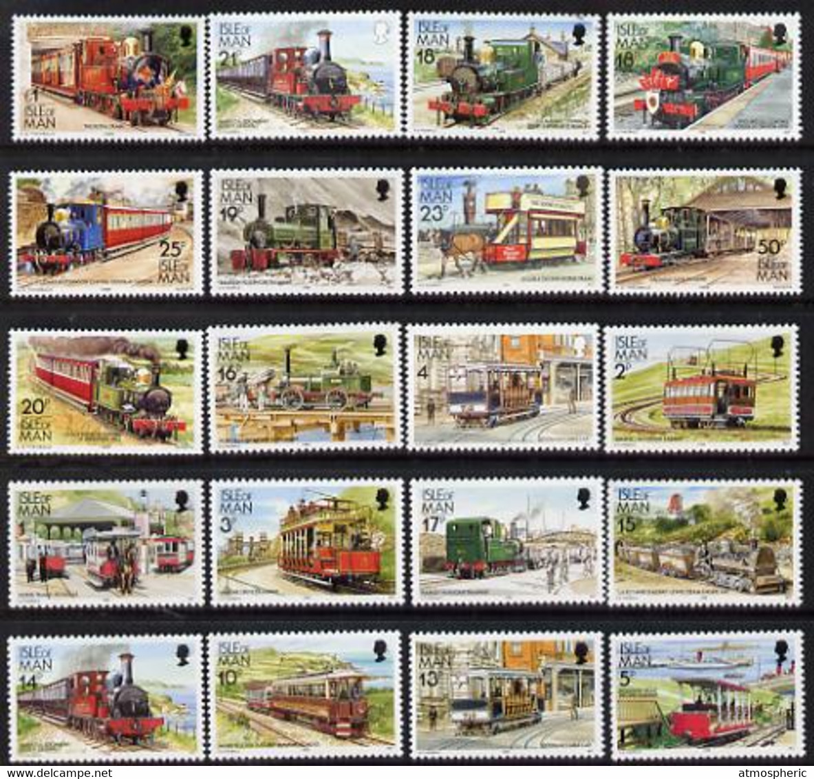 Isle Of Man 1988-92 Manx Railways & Tramways Complete Set Of 20 Values 1p To £1 U/M SG 365-80 - Unclassified