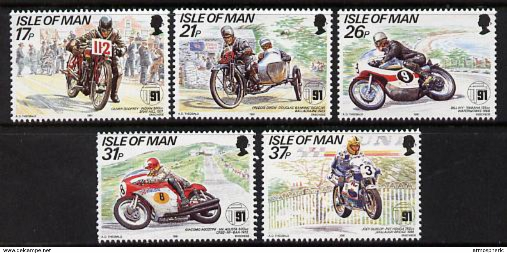 Isle Of Man 1991 80th Anniversary Of TT Mountain Course Perf Set Of 5 U/M SG 478-92 - Unclassified