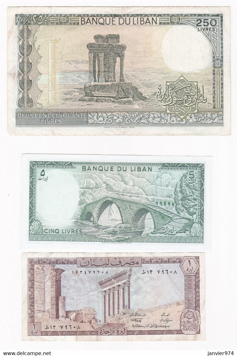 Lot 3 Billets De 250 Livres – 5 Livres Et 1 Livre - Lebanon