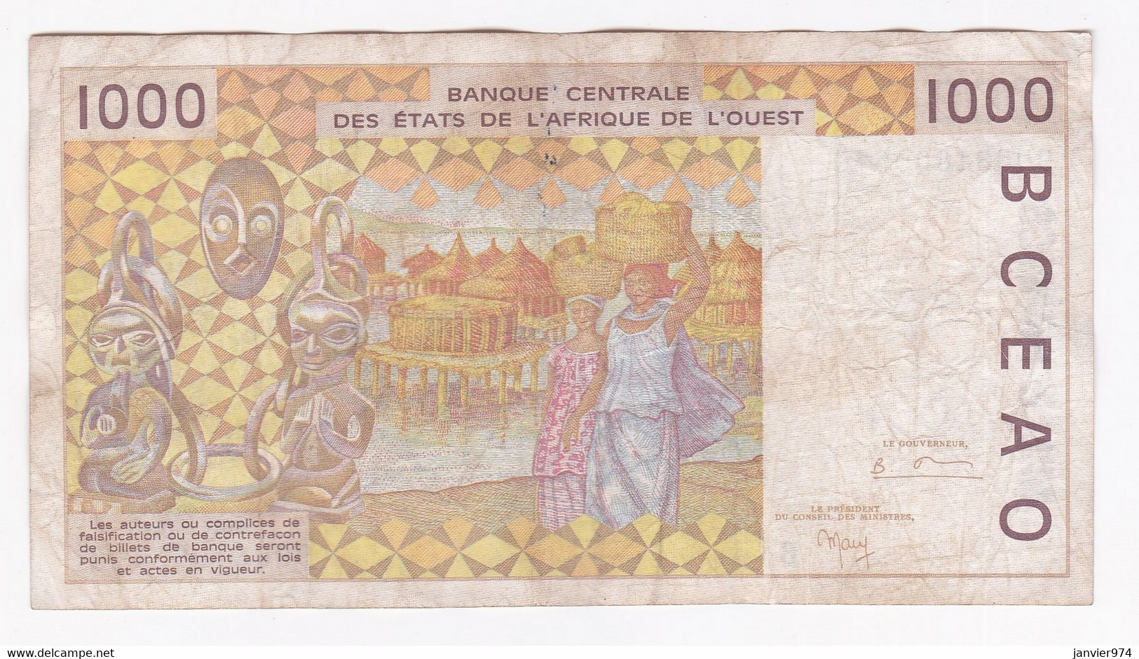 Benin 1000 Francs 1999. Banque Centrale Des Etats De L’Afrique De Ouest. - Benin