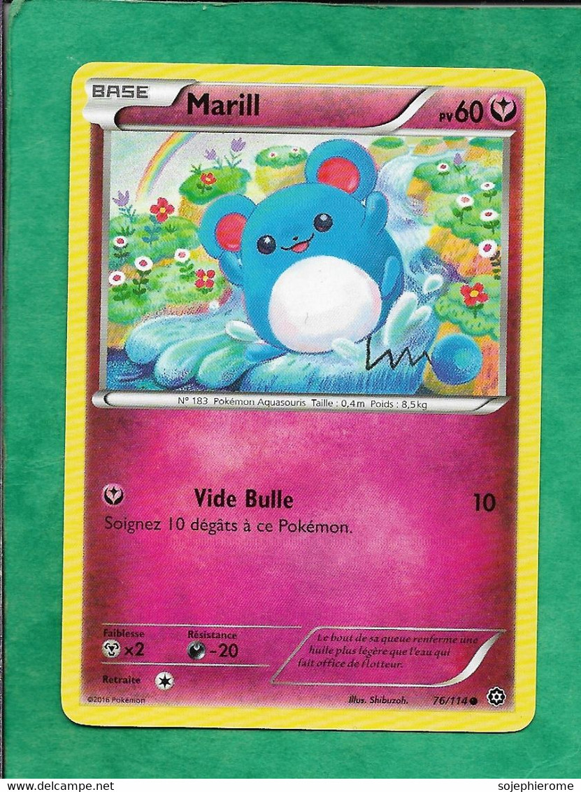 Pokémon 2016 XY Offensive Vapeur 76/114 Marill 2scans - XY