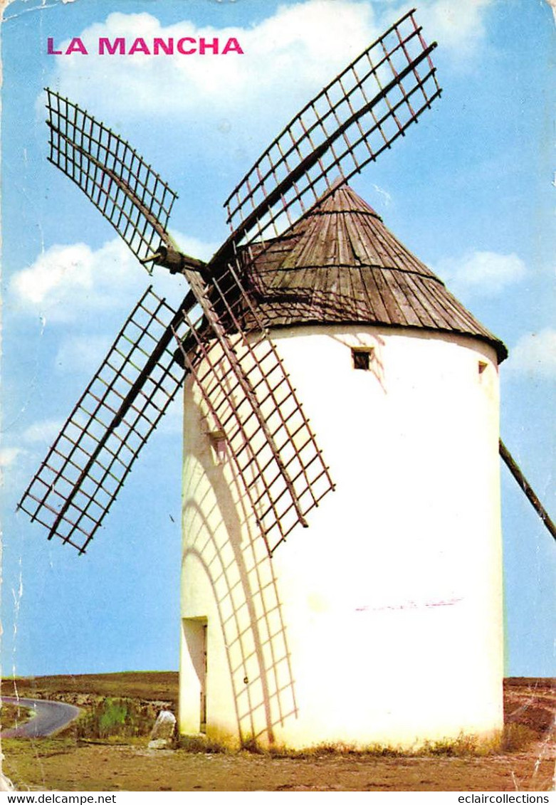 Thème: Moulin A Vent :   Espagne . Un Moulin De La Mancha     (voir Scan) - Windmühlen