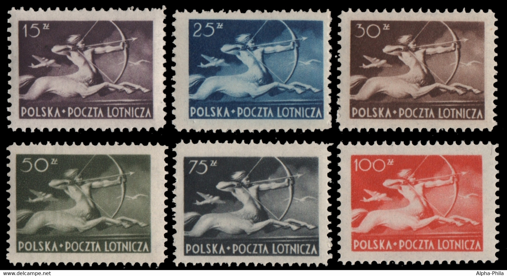 Polen 1948 - Mi-Nr. 479-484 ** - MNH - Zentaur - Unused Stamps