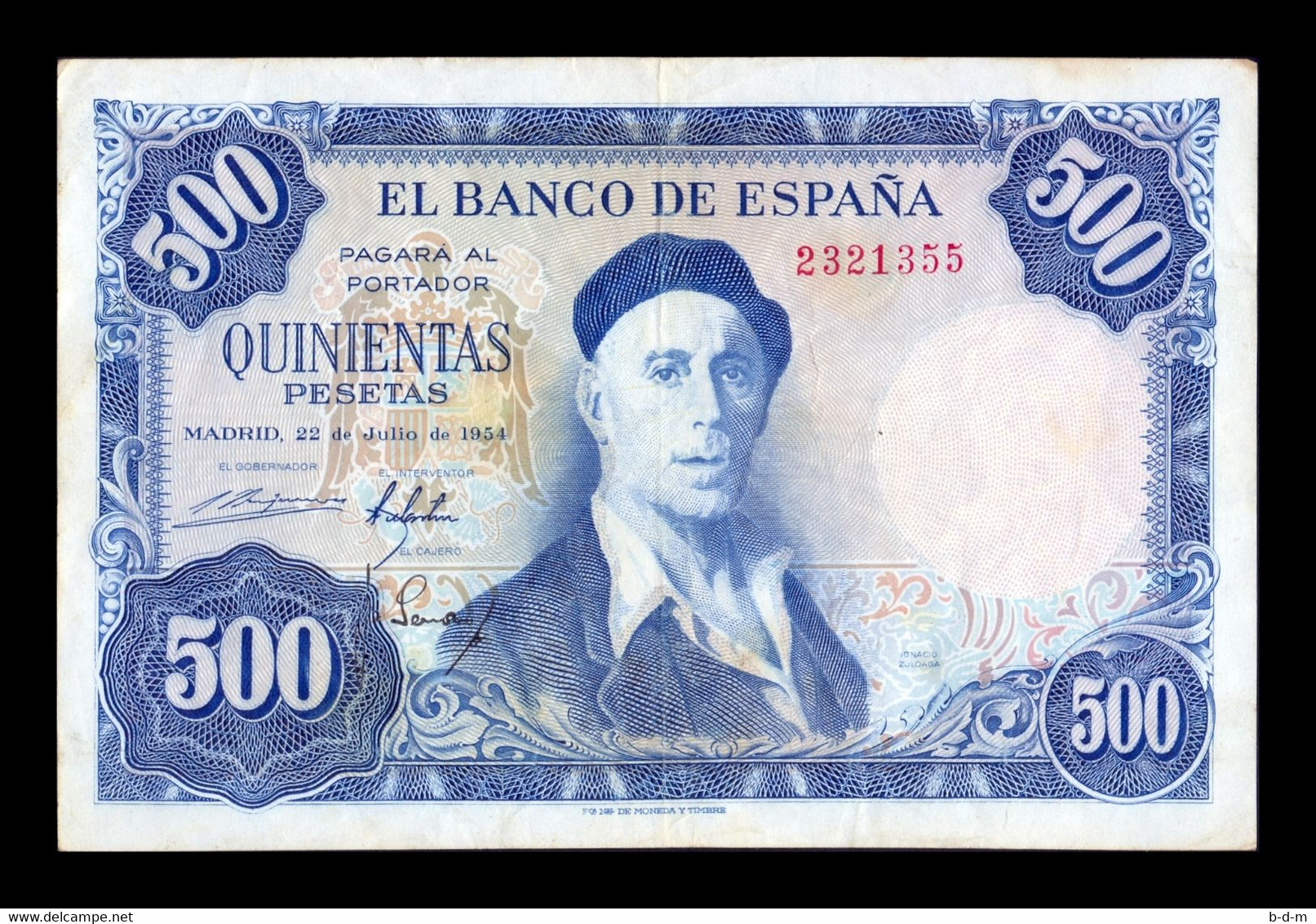 España Spain 500 Pesetas Ignacio Zuloaga 1954 Pick 148 Sin Serie MBC VF - 500 Peseten