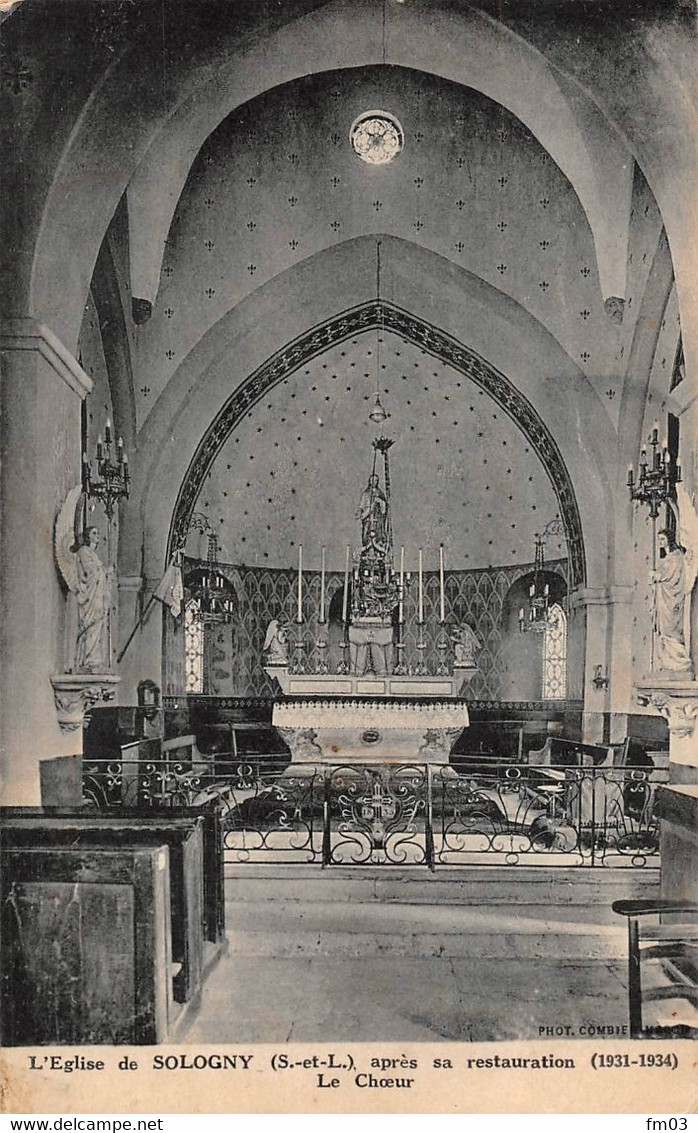 Sologny La Croix Blanche Canton Mâcon église Intérieur éd Combier - Other & Unclassified