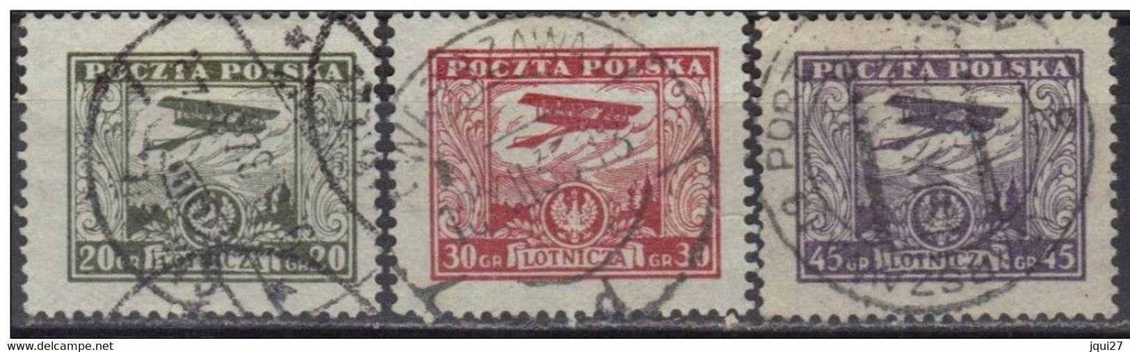 Pologne Poste Aérienne N° 7, 8, 9 - Gebruikt