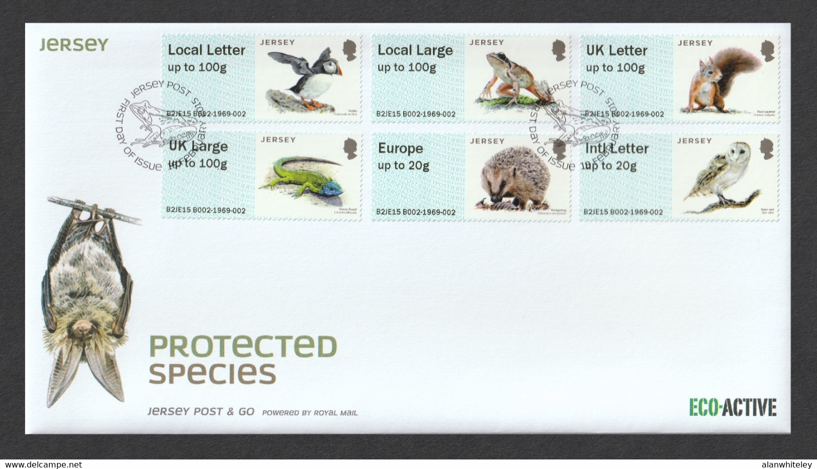 JERSEY 2015 Post & Go (Protected Species): First Day Cover CANCELLED - Jersey