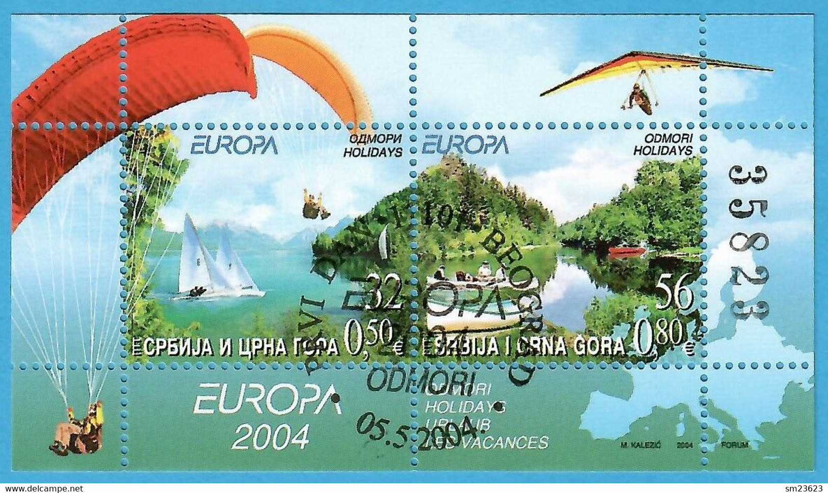 Jugoslawien  2004  Mi.Nr. Block 57 (3198/3199) , EUROPA CEPT - Ferien - Gestempelt / Fine Used / (o) - Oblitérés