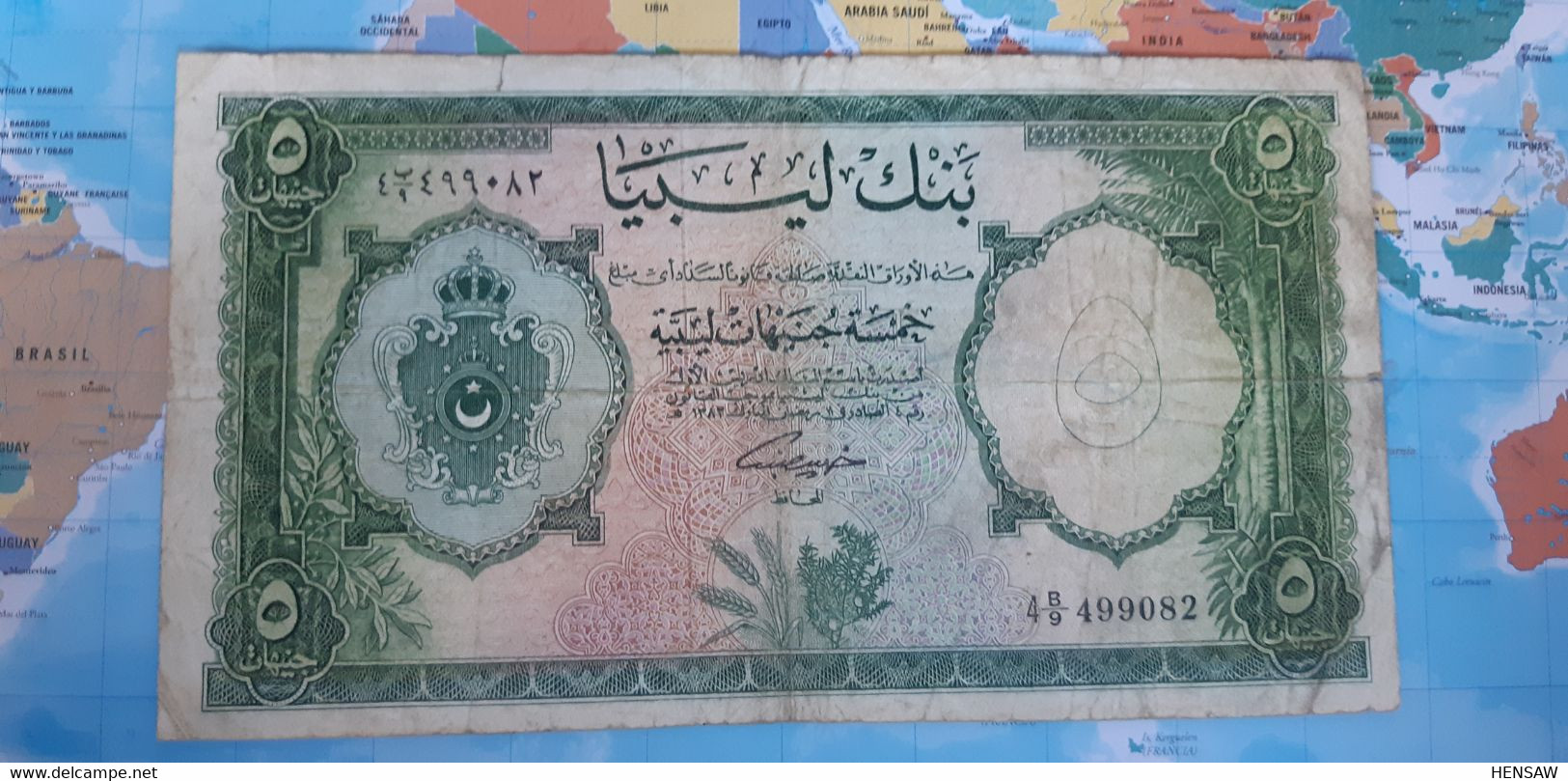 LIBYA 5 POUNDS 1953 P26 VG - Libyen