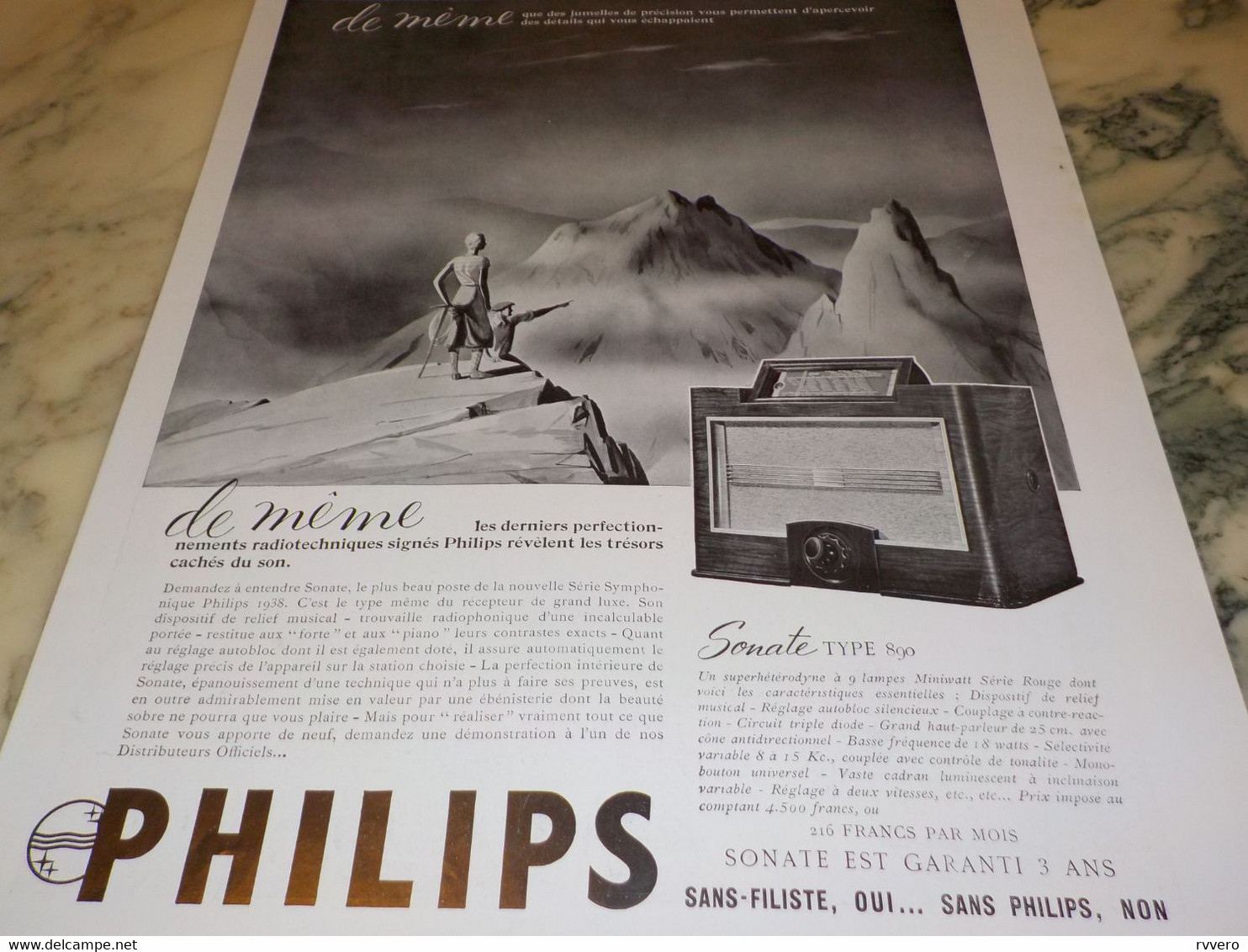 ANCIENNE PUBLICITE RADIO-PHONO  PHILIPS DE MEME 1937 - Sonstige & Ohne Zuordnung