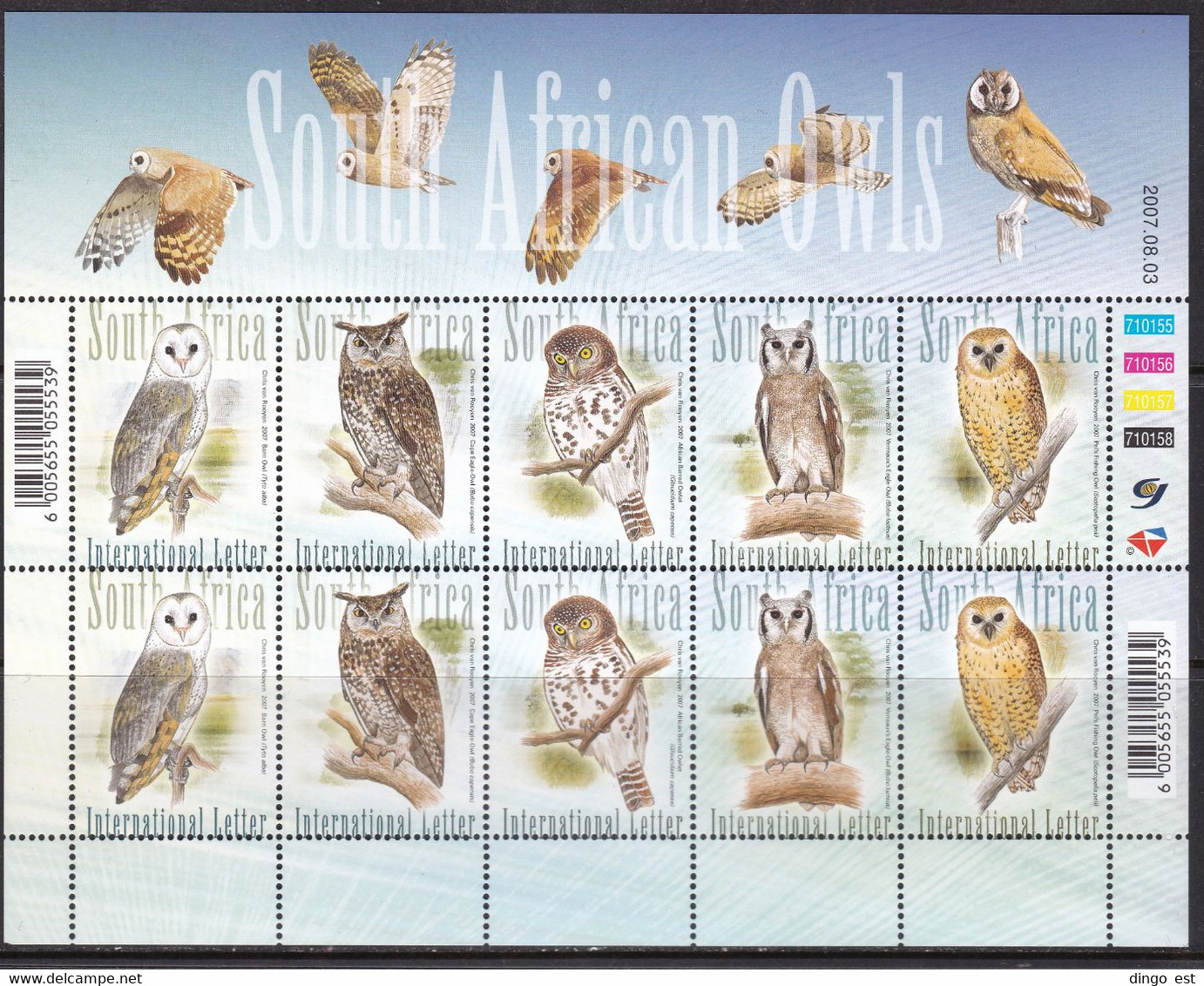 South Africa, Fauna, Birds, Owls MNH / 2007 - Eulenvögel