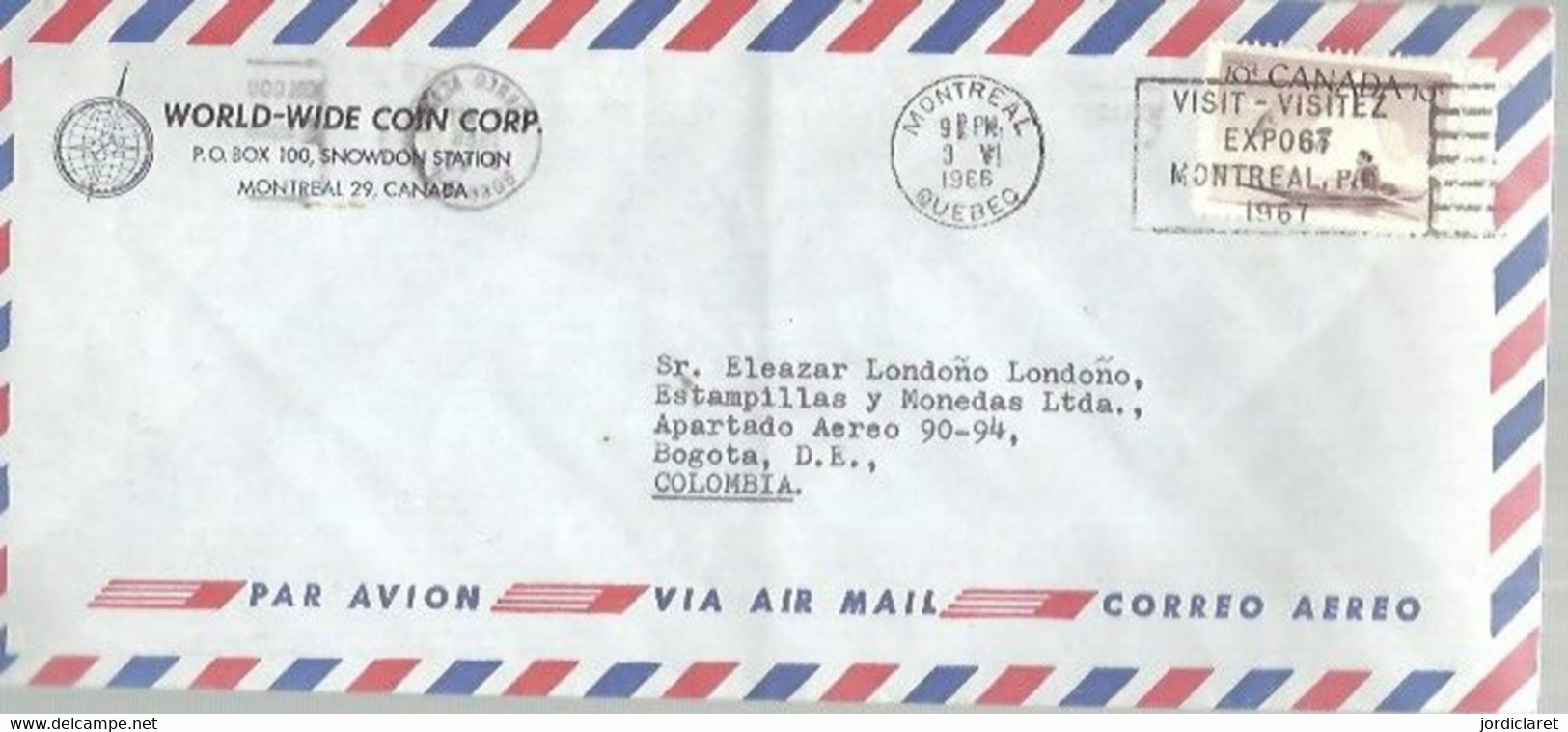 LETTER 1966 CANADA - 1967 – Montreal (Canada)