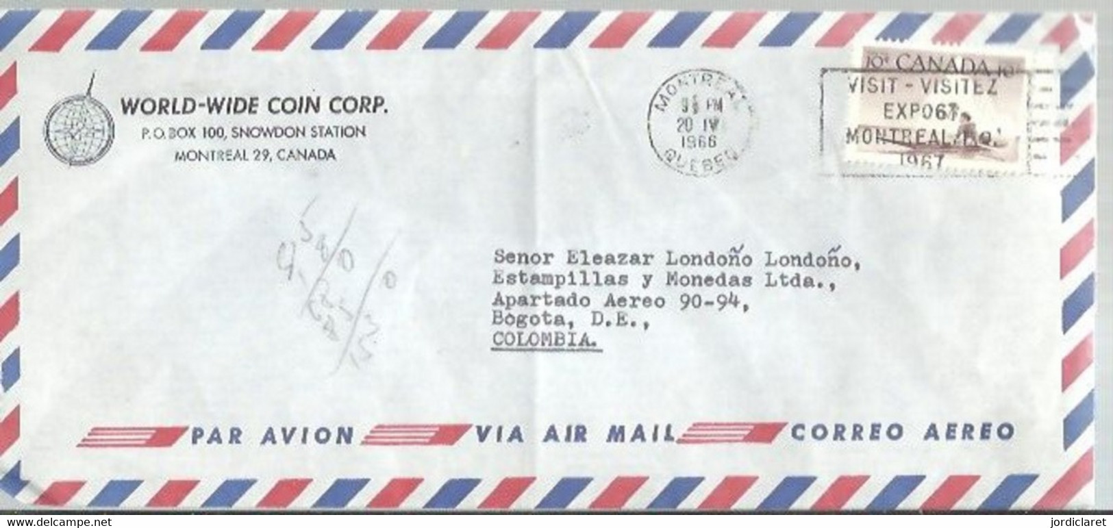 LETTER 1966 CANADA - 1967 – Montreal (Kanada)