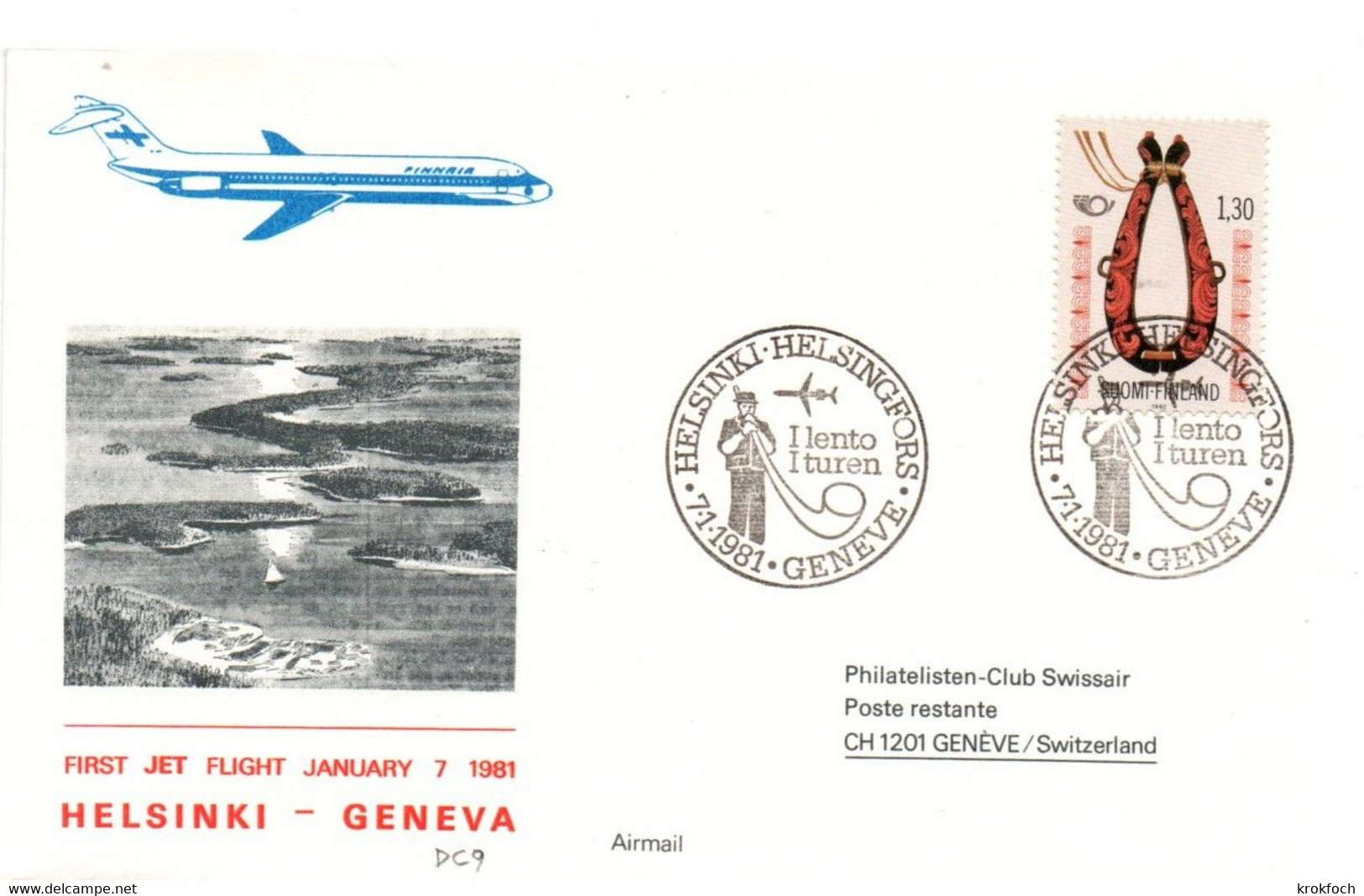 Helsinki Genève 1981 - Finnair DC-9 - Erstflug 1er Vol Inaugural Flight - Geneva Genf - Lettres & Documents