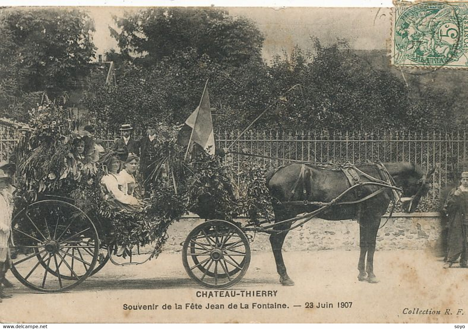 Chateau Thierry Fete Jean De La Fontaine 23 Juin 1907 Char Attelage Alsacienne - Demonstrations