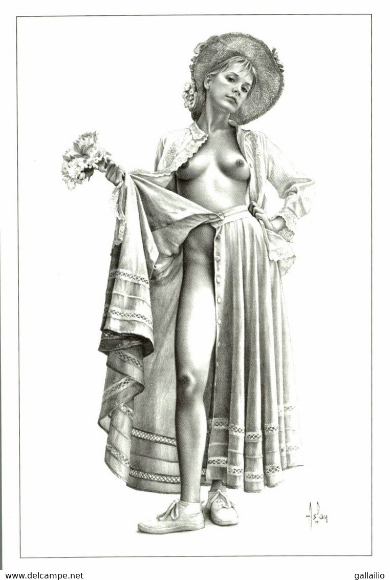 ILLUSTRATION SIGNEE ASLAN NO 10 MARINA TIRAGE LIMITE FEMME NUE - Aslan