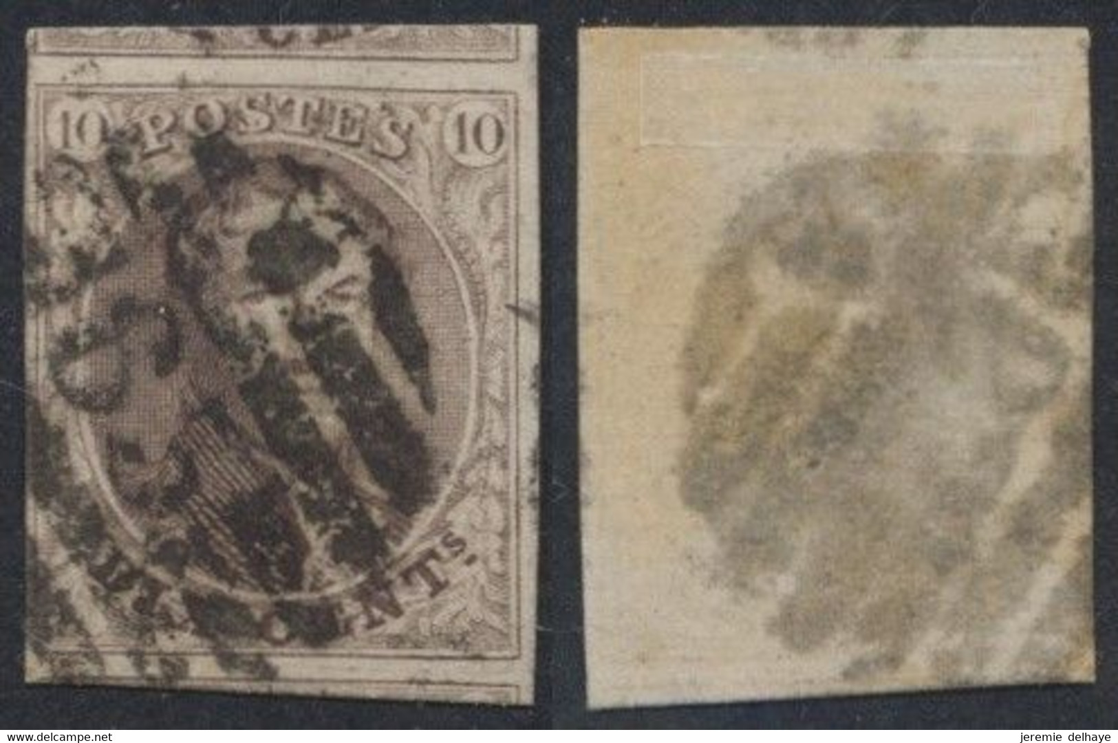 Médaillon - N°10A Bien Margé + 2 Voisins Obl P83 (8 Barres) "Mons". TB - 1858-1862 Médaillons (9/12)