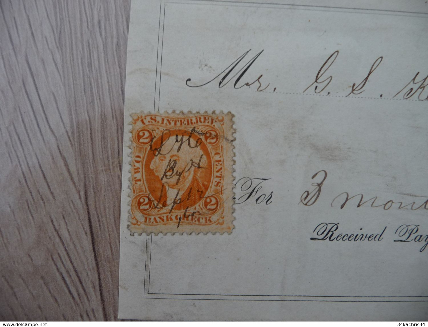 USA 1 TP Ancien Sur Reçu 1865 - Covers & Documents
