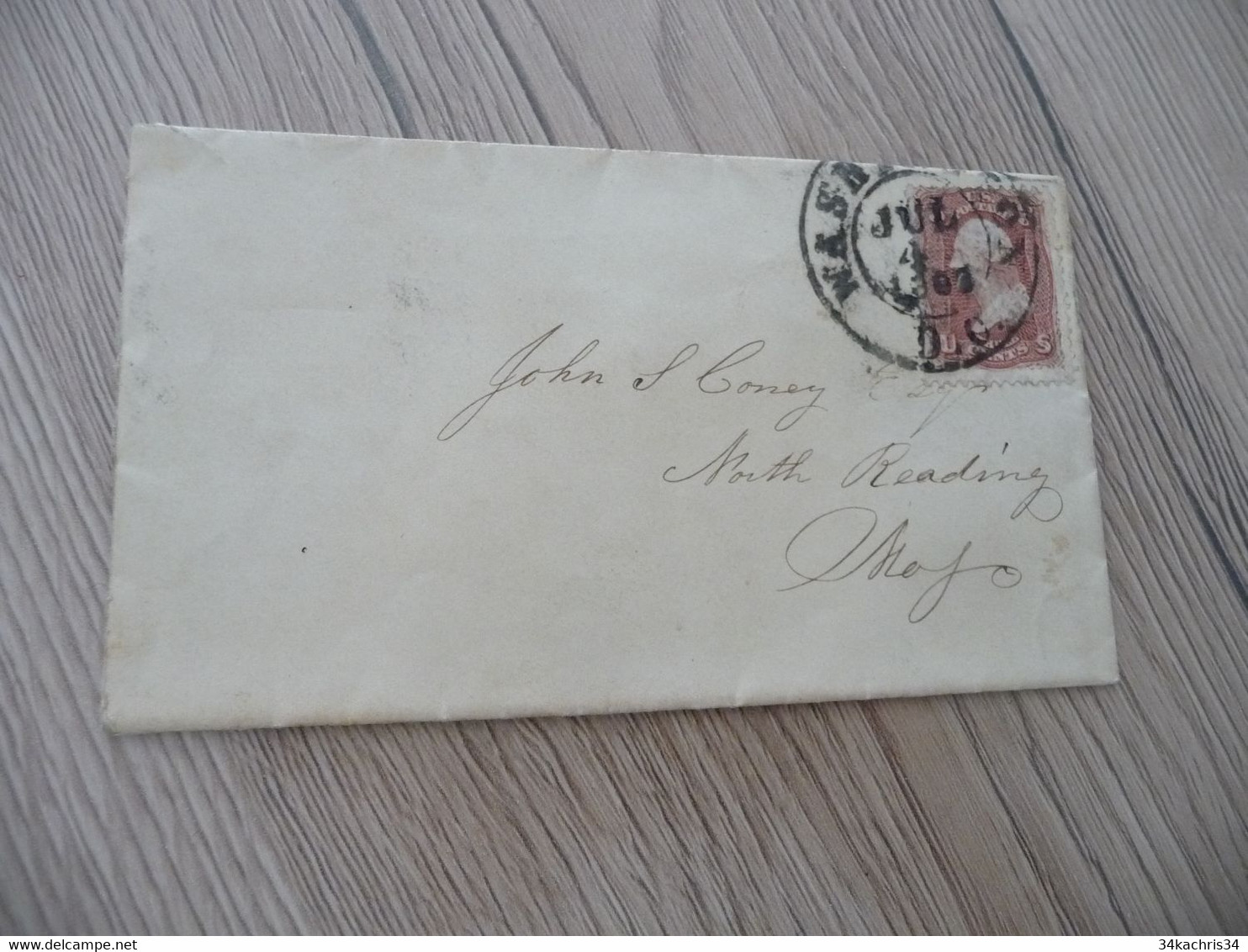 USA 1 TP Ancien Seul Sur Lettre Pour Moss Oblitération Gros Cachet - Briefe U. Dokumente