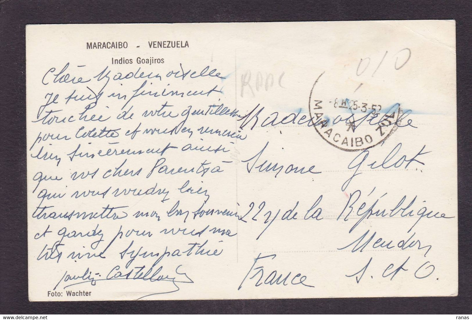 CPA Vénézuéla Indien Type Carte Photo Circulé - Venezuela