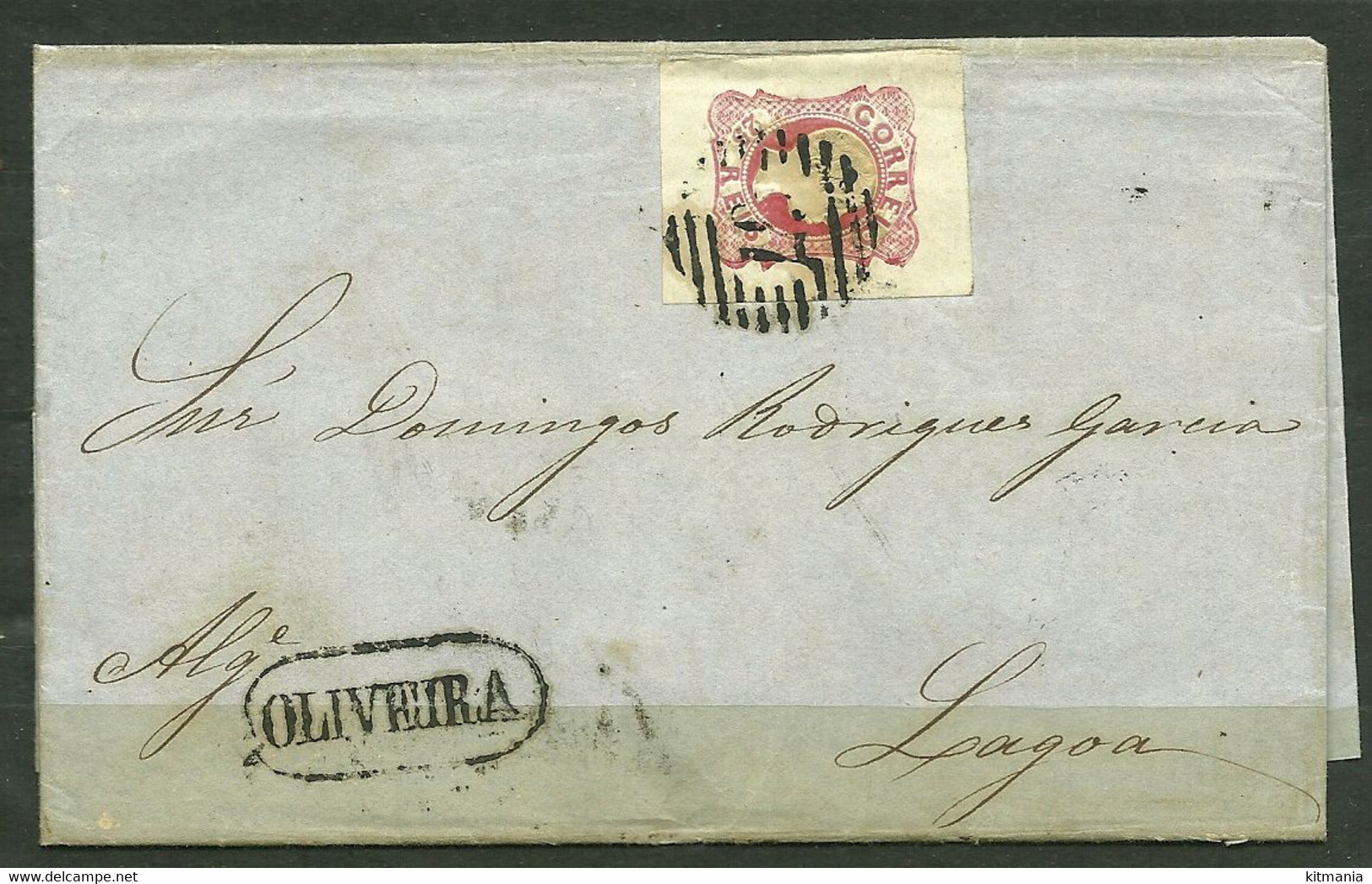 1856/58 Portugal D.Pedro V #13 On Letter From Oliveira To Lagoa - P1591 - Lettres & Documents