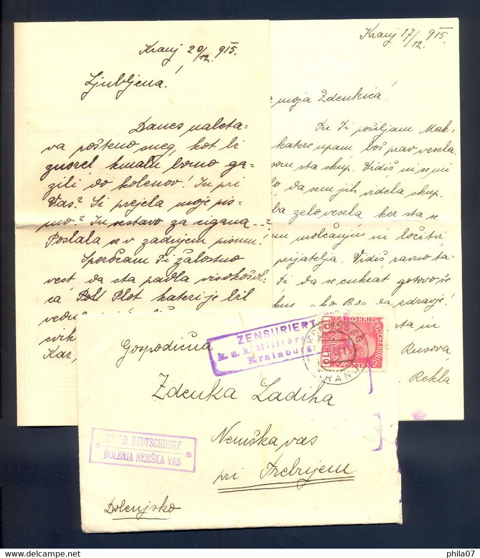 SLOVENIA - Letter Sent From Kranj To Dolenju Nemšku Vas. Arrival Cancel Of Postal Agency Unter Deutschdorf. - Slovenië