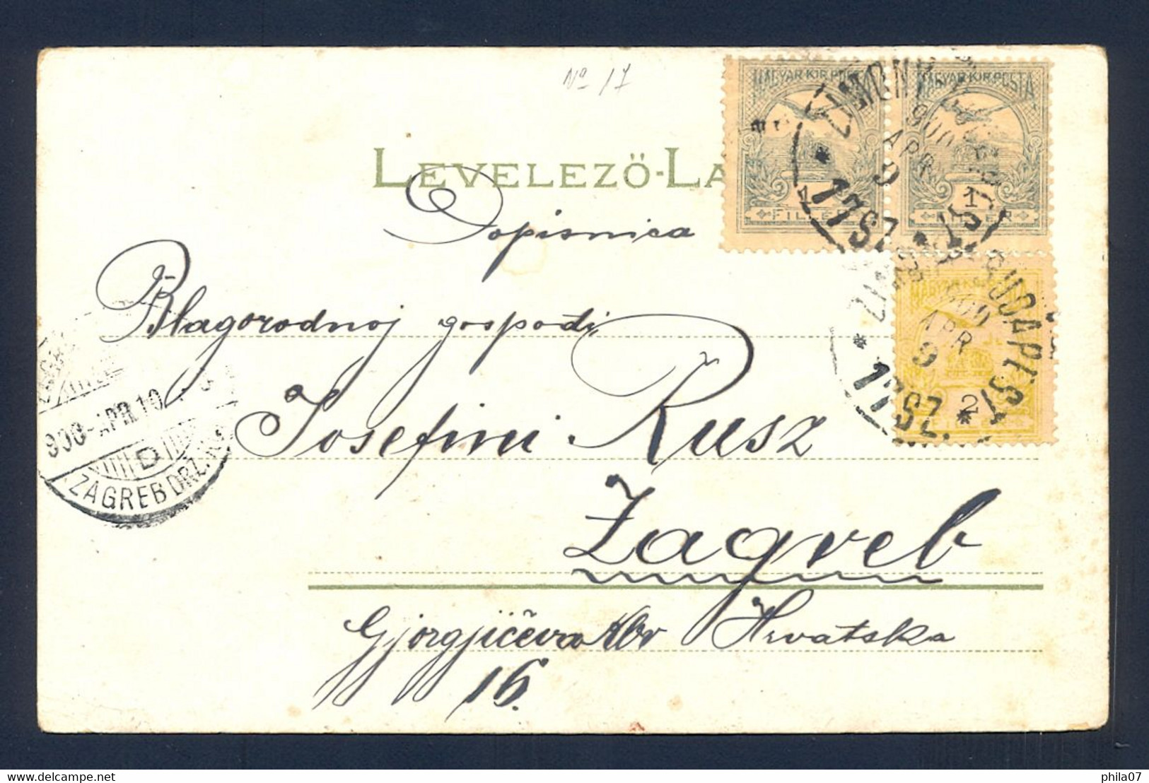 HUNGARY - Postcard Sent By Train ZIMONY-BUDAPEST To Zagreb 06.04. 1900. - Andere & Zonder Classificatie