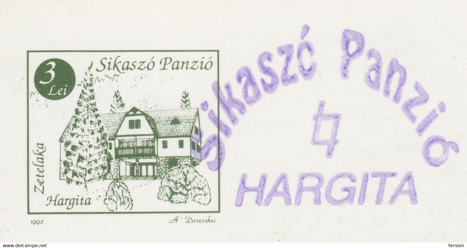 Romania Transylvania Zetea Zetelaka Hotel Postal Stationery POSTCARD 1991 HARGITA Harghita - Sikaszó Pansion - Siebenbürgen (Transsylvanien)