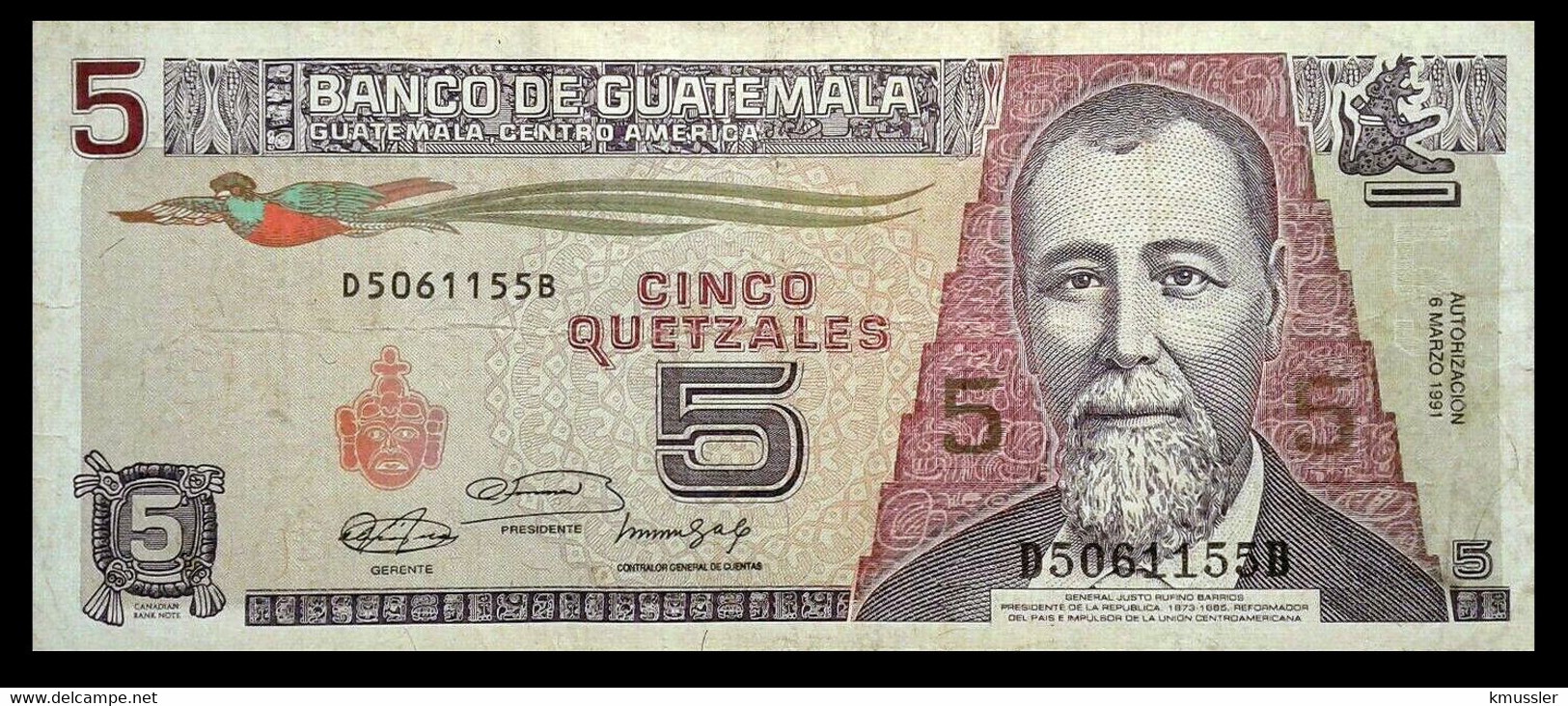 # # # Banknote Aus Guatemala 5 Quetzales 1991 # # # - Guatemala