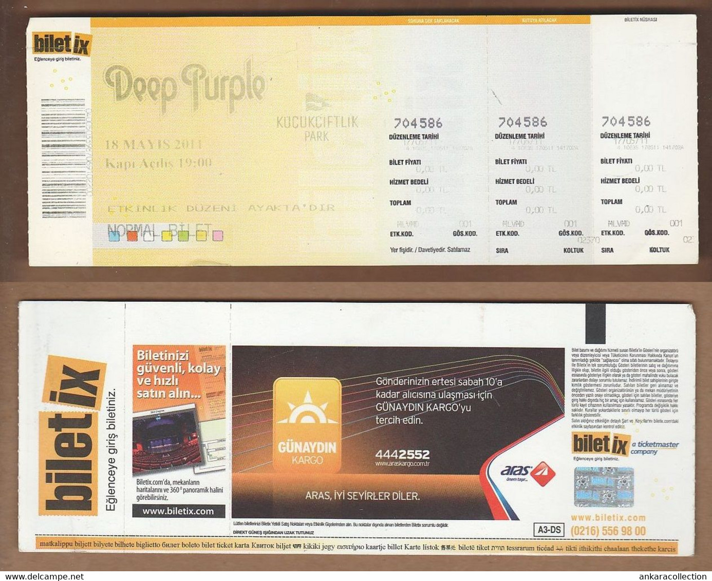 AC - DEEP PURPLE KUCUKCIFTLIK PARK , ISTANBUL CONCERT TICKET 18 MAY 2011 - Tickets De Concerts