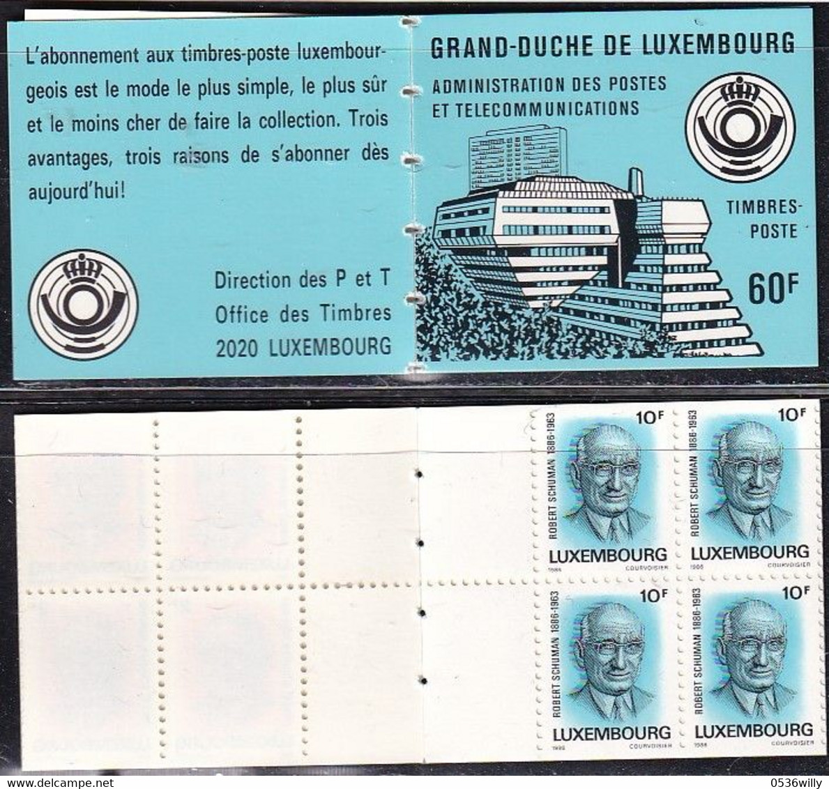 L-Luxembourg 1986. Robert Schuman, Heftchen (B.2689) - Libretti