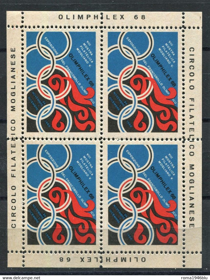 MOGLIANO VENETO 1968 ESPOSIZIONE FRANCOBOLLO OLIMPICO CIRCOLO FILATELICO MOGLIANESE - Erinofilia