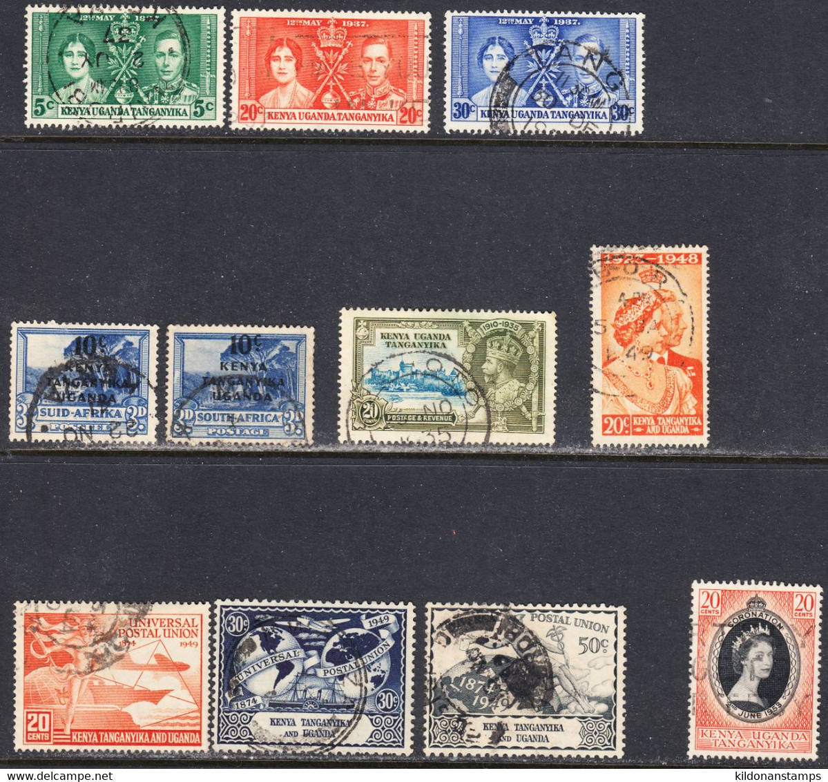 K.U.T. 1935-53 Cancelled, Sc# ,SG 124,128-130,152,159-161,165 - Kenya, Uganda & Tanganyika