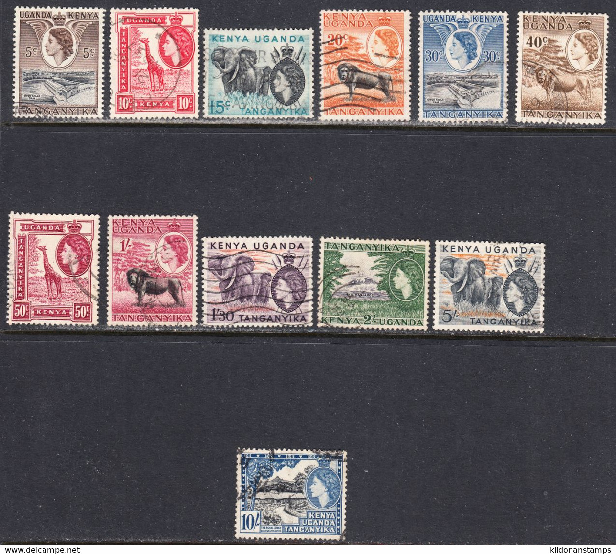 K.U.T. 1954-59 Cancelled, Sc# ,SG 167-179 - Kenya, Oeganda & Tanganyika