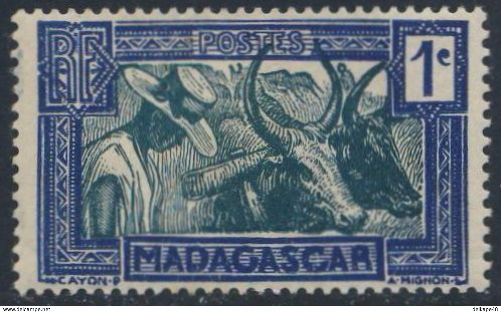 Madagascar 1930 Mi 180 YT 161A SG 123 * MH -  / Zebu-Gespann / Zebu-drawn Cart In Madagascar / Charrette Zébu - Agriculture