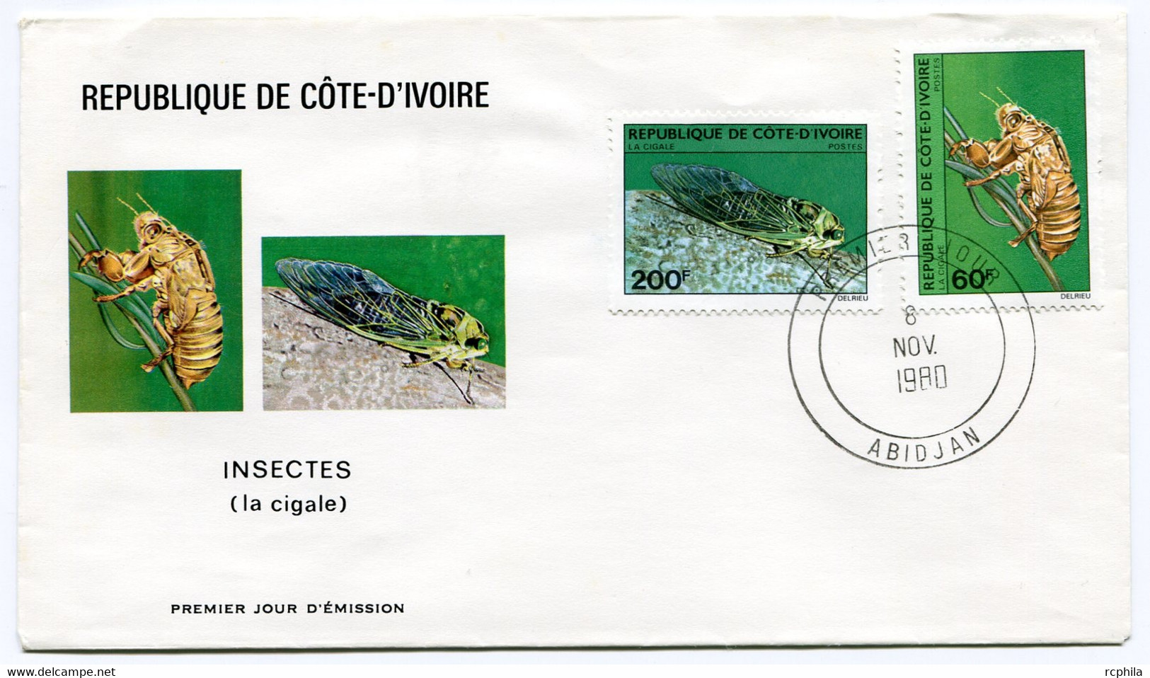 RC 18787 COTE D'IVOIRE N° 553 / 554 LA CIGALE FDC 1ER JOUR - Costa De Marfil (1960-...)