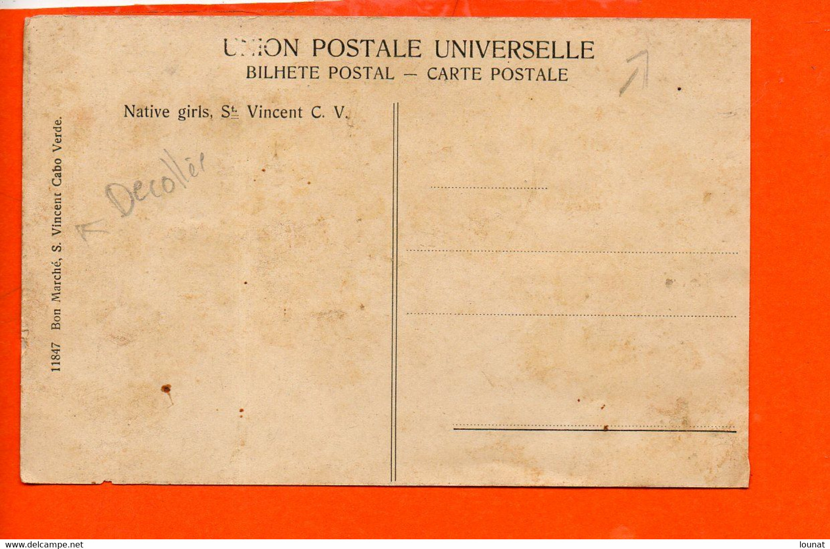 Native Girls, St Vincent C. V. - Afrique Cap Vert (décollée Sur Les Cotés ) - Cape Verde