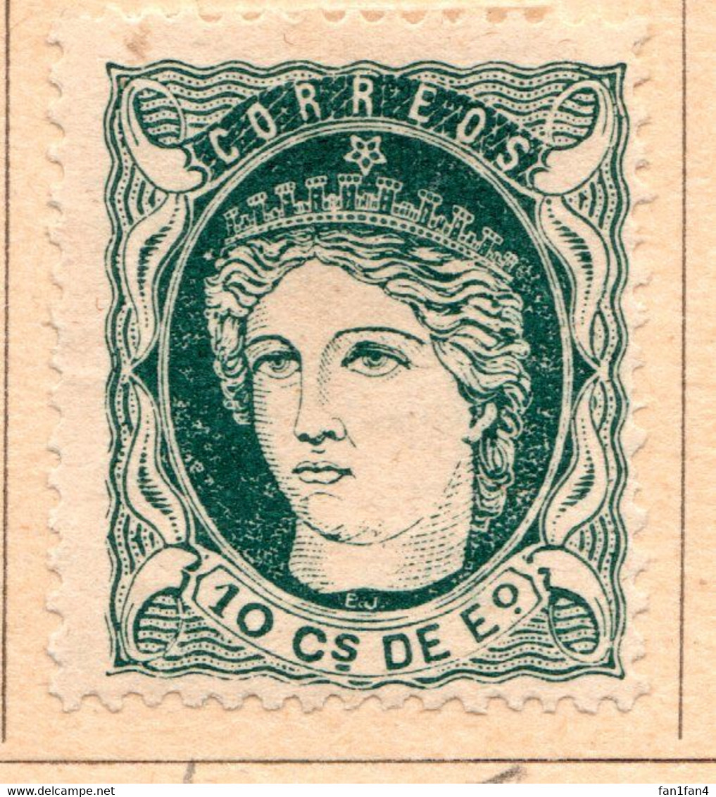 PHILIPPINES (Colonie Espagnole) - 1870 - N° 20 - 10 C. Vert Foncé - (Figure Allégorique De L'Espagne) - Philippines