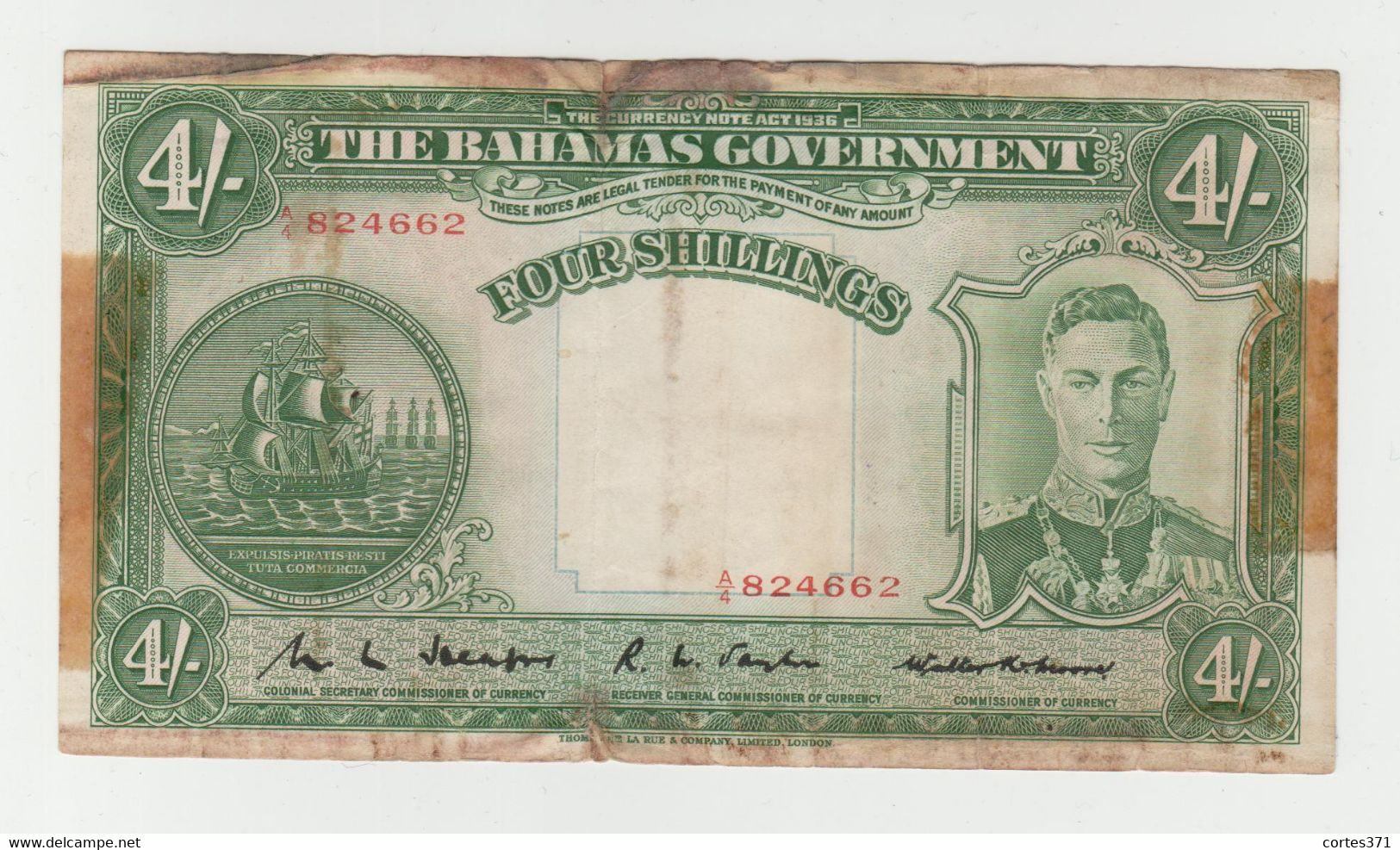 Bahamas 4 Shillings 1936 P-9b F - Bahamas