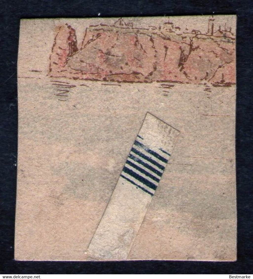 Heligoland SP 2 1888 Auf 1 1/2 Pence Bläulichgrün/lebhaftrot - Helgoland Nr. 14 C - Briefstück - Pracht - Héligoland