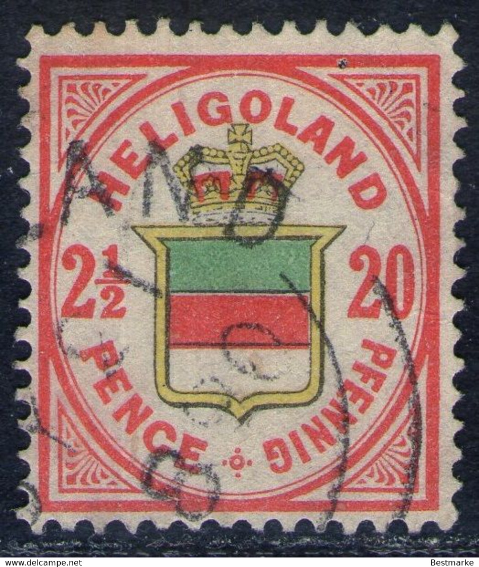 Heligoland JY 21 1890 Auf 2 1/2 Pence Rotorange/gelb/graugrün - Helgoland Nr. 18 F - Heligoland